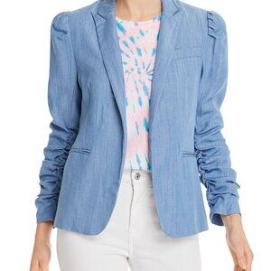 Generation Love Juniper Puff-sleeve Chambray Blazer In Blue Size Small